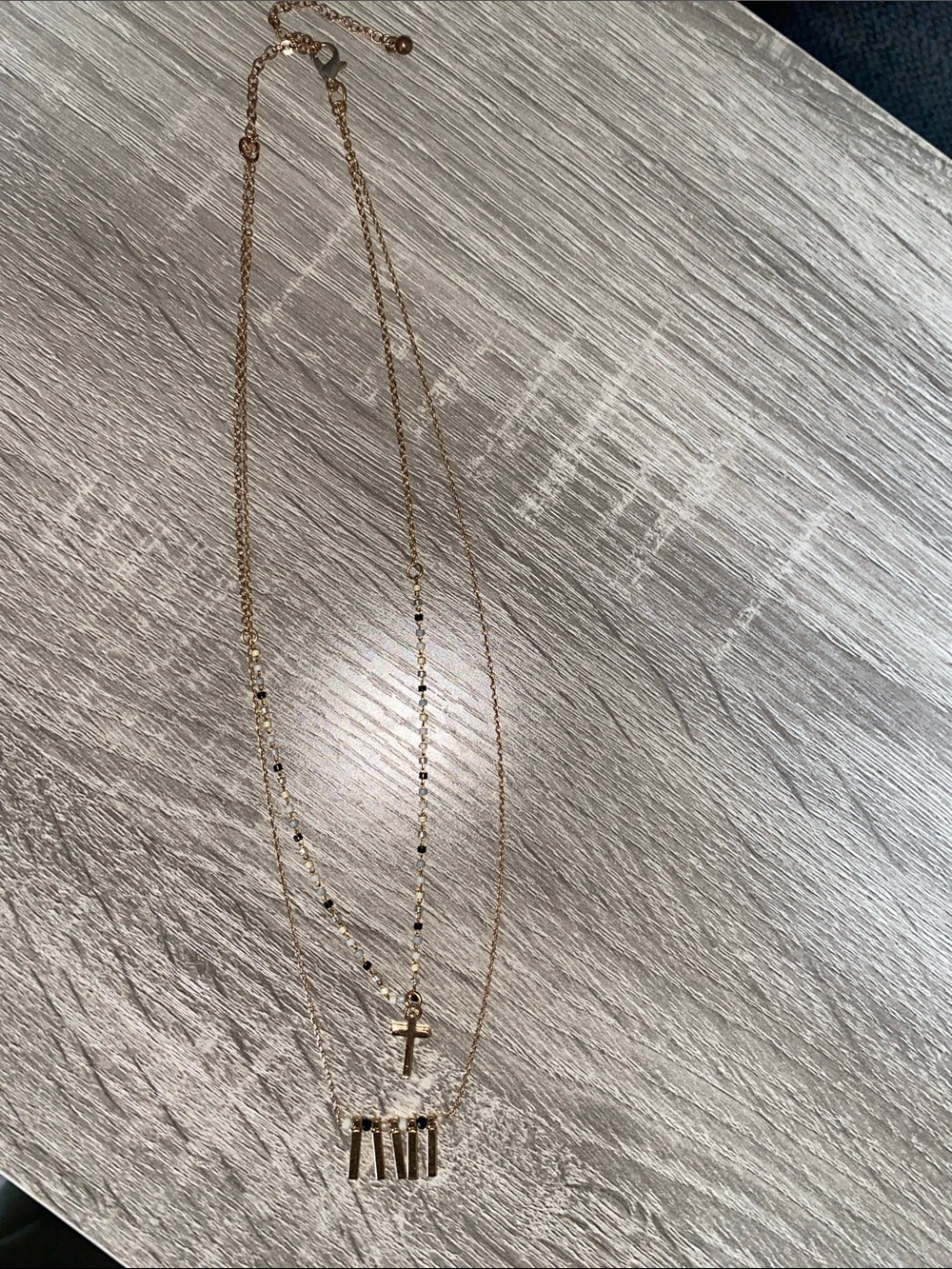 Two layered cross necklace